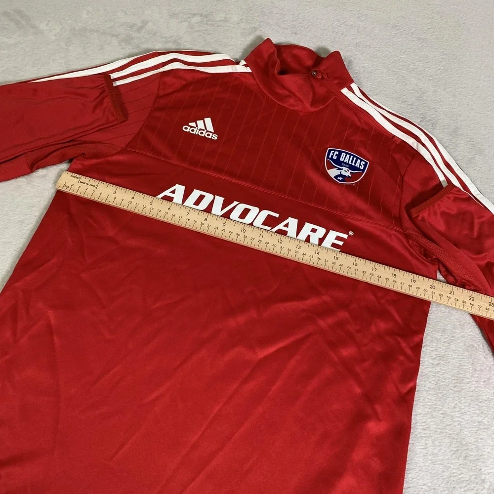 FC Dallas Shirt Mens Medium Red MLS Soccer Adidas ClimaCool Training 1/4 Zip